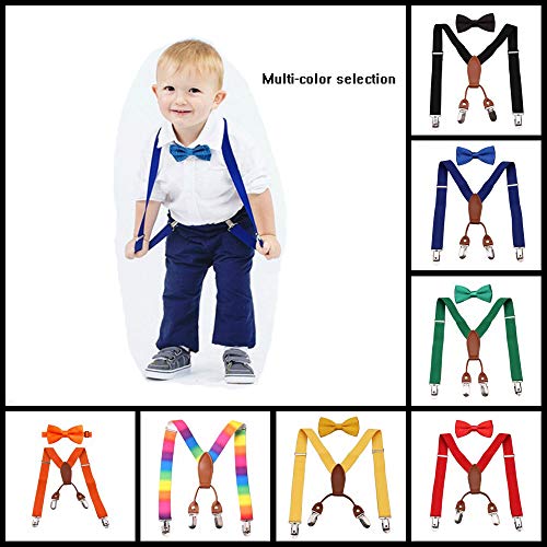 GUCHOL Suspenders Bow tie for Boys and Girls Adjustable Unisex Elastic With Strong Metal Clips(Multicolor, 26 INCH(1-5Year) - Image 2