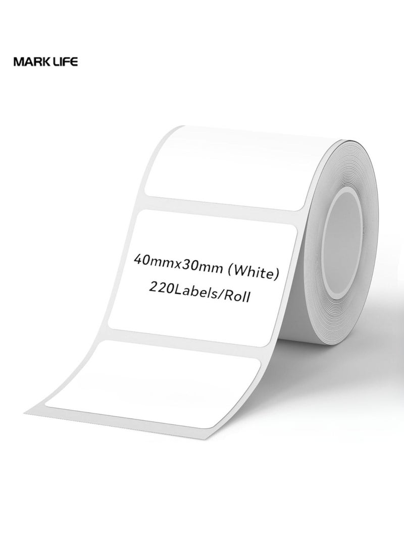 Marklife Thermal Label Paper for Label Maker Machine,Waterproof Oil-Proof for Home Office Small Business Barcode Printing,220 Labels/Roll Labeling Tape Replacement(40×30mm White)  - Image 1