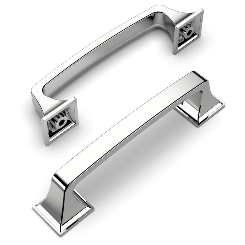 Amerdeco 10 Pack Polished Chrome Cabinet Hardware - 3-3/4 Inch(96mm) Hole Center Kitchen Handles for Bathroom & Dresser Pulls - ZH0002 - Image 5