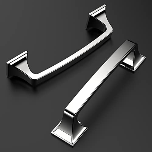 Amerdeco 10 Pack Polished Chrome Cabinet Hardware - 3-3/4 Inch(96mm) Hole Center Kitchen Handles for Bathroom & Dresser Pulls - ZH0002 - Image 2
