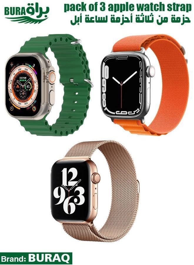BURAQ - Apple Watch Band Strap For Apple Watch Ultra 2/Ultra 49mm, Series 10 46mm, 9/8/7 45mm, SE2/SE/6/5/4 44mm, 3/2/1 42mm - Image 1