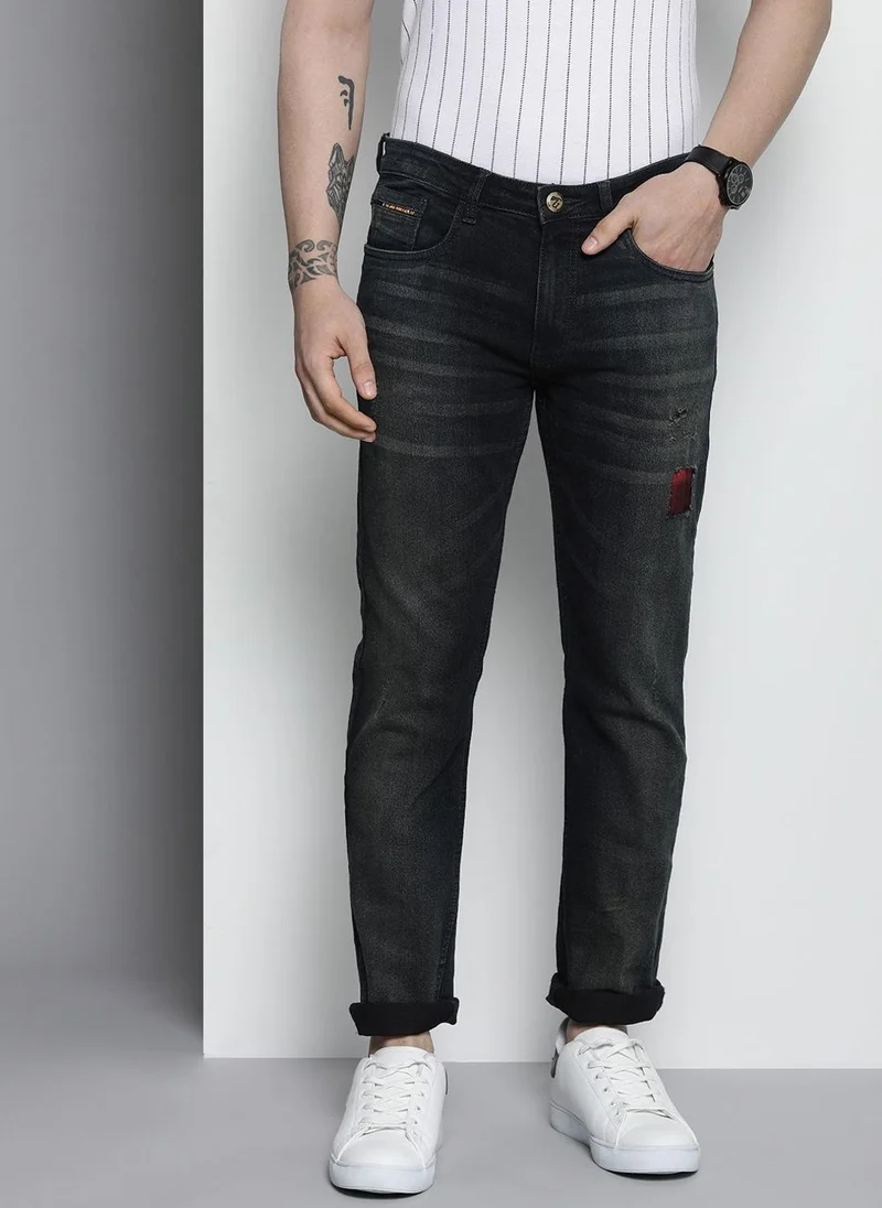 Men Slim Straight Fit Solid Mid-Rise Stretchable Jeans