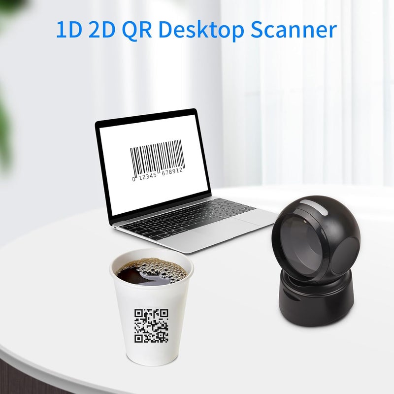 Desktop Wired Barcode Scanner Platform with CMOS Sensor for 1D 2D QR Code PDF417 DataMatrix - Hands Free Automatic Sense Reader with USB and RS232 Serial Port - Compatible with - Image 2