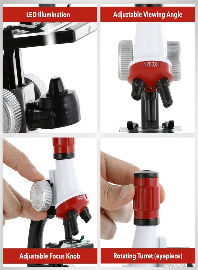 AmScope IQCREW ETXWJ04 100X-1200X LED Kids Beginner Microscope Toy Set + Slides Preparation Kit - Image 5