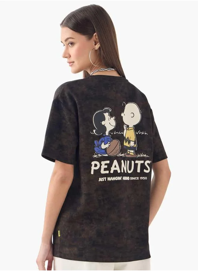 SP Characters Peanuts Print T-shirt with Short Sleeves