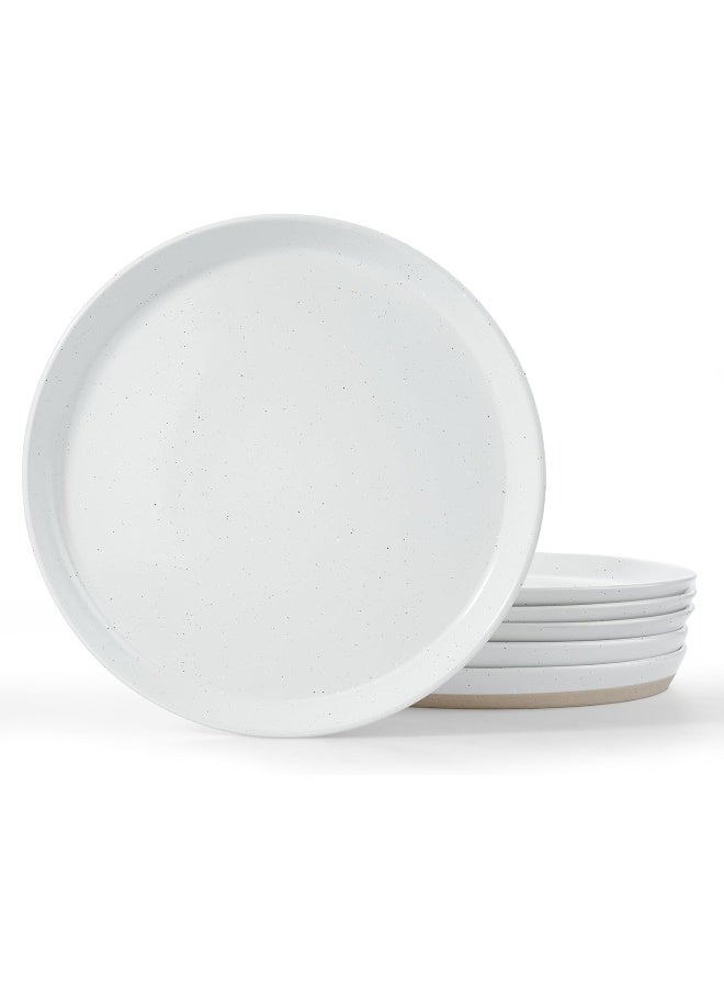 Famiware Saturn 6 Piece Stoneware Dinner Plates in 10.25 inches, Scratch Resistant, Modern Rustic Serving Dishes, White with Speckled - Image 1