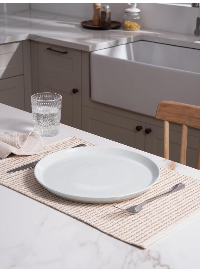 Famiware Saturn 6 Piece Stoneware Dinner Plates in 10.25 inches, Scratch Resistant, Modern Rustic Serving Dishes, White with Speckled - Image 5
