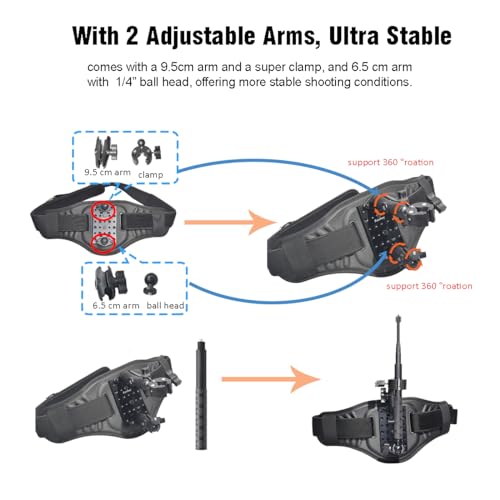 Fotoleey Updated Back Bar Waist Strap Mount for Insta360 X5/X4/X3/X2 /Ace Pro, Go Pro Max, Hero12/11, Compatibe with DJI Osmo 360, Hiking and Cycling, Adjustable up to 55 inches (Stick not Included) - Image 5