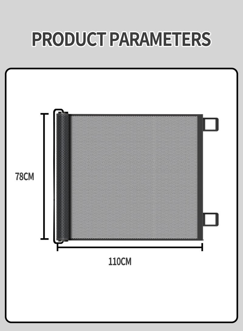 BEIRUI Children's retractable mesh baby safety door, pet fence, baby fence barrier pet door, expandable to a width of 110 centimeters, dog door | children's baby door staircase, doorway | children's baby safety door, magic dog door, portable folding safety pet staircase door protective isolation net with reinforced hooks and poles, entrance kitchen elastic dog door - Image 2