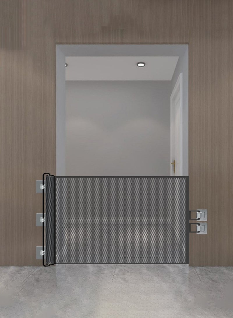 BEIRUI Children's retractable mesh baby safety door, pet fence, baby fence barrier pet door, expandable to a width of 110 centimeters, dog door | children's baby door staircase, doorway | children's baby safety door, magic dog door, portable folding safety pet staircase door protective isolation net with reinforced hooks and poles, entrance kitchen elastic dog door - Image 5