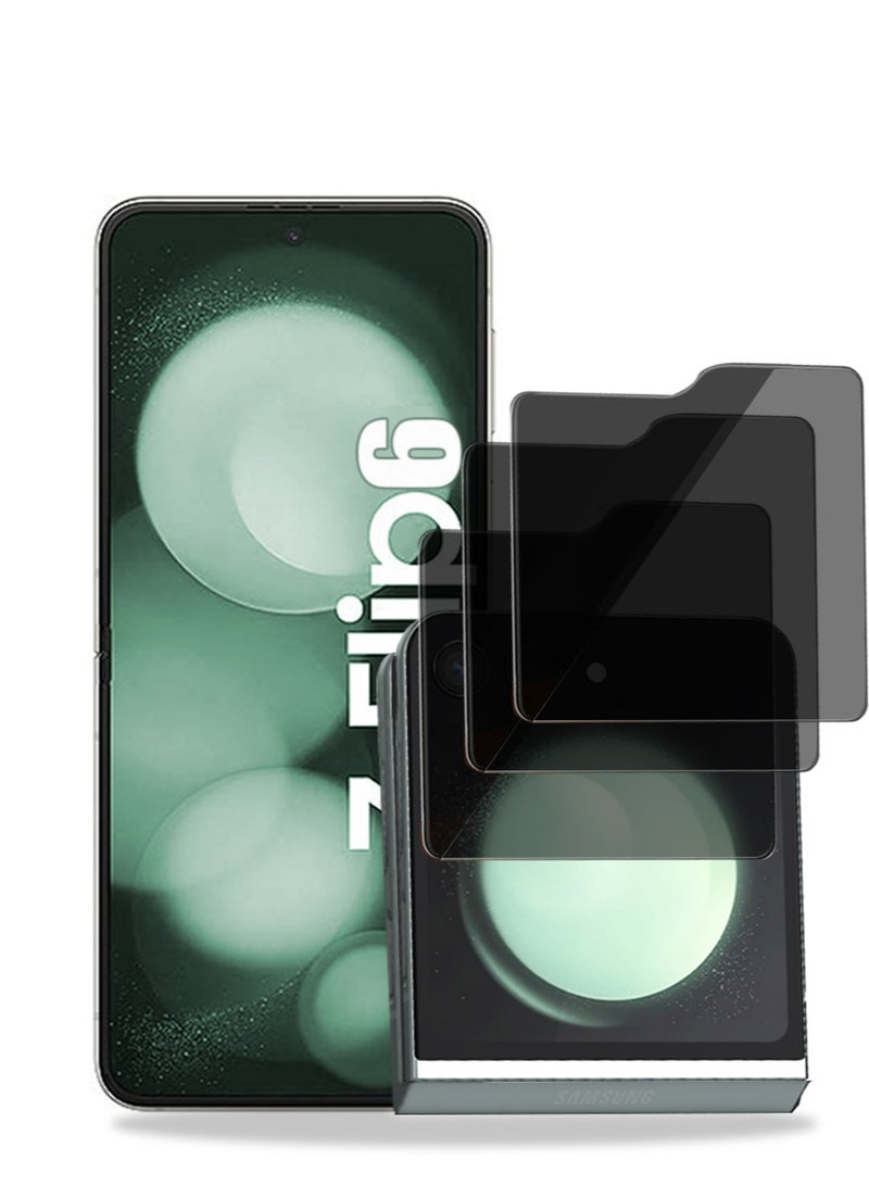 3 PCS Samsung Galaxy Z Flip 6 Privacy Screen Protector, 9H Front Tempered Glass , Anti-Spy, Easy Installation, Case-Friendly - Image 1