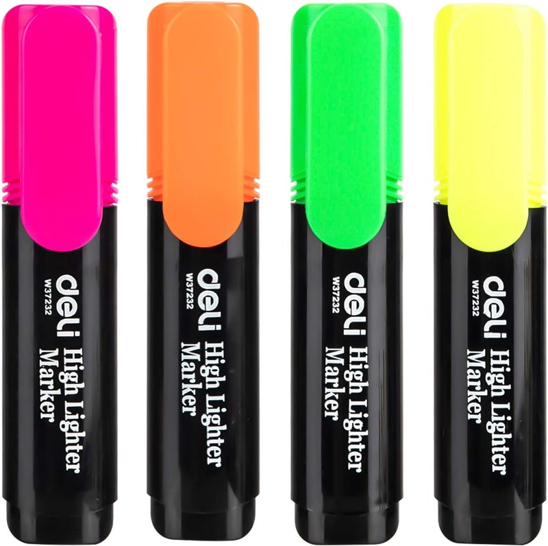 Deli 4Pcs Highlighter Set 4 Colors E37232 - Image 3