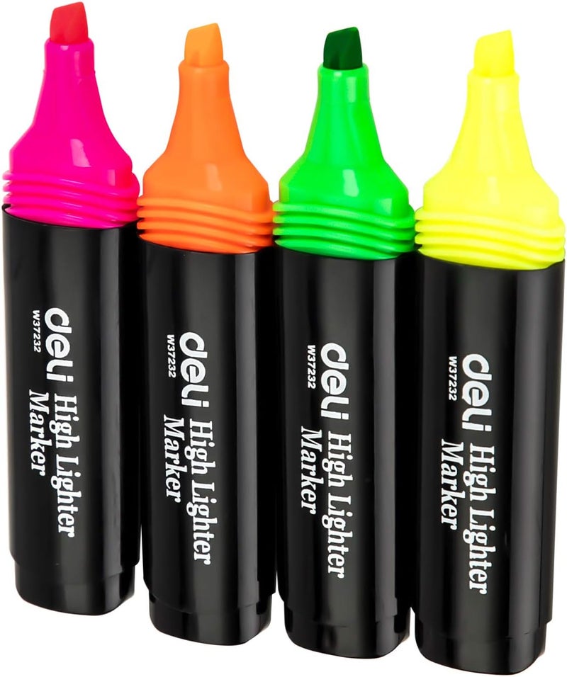 Deli 4Pcs Highlighter Set 4 Colors E37232 - Image 4