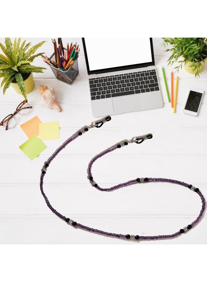 EJOQSON Beaded Eyeglass Chains Glasses Chain For Women Stylish Sunglasses Strap Eye Glasses Holders Around Neck Glasses Lanyard (PURPLE BEADED) - Image 5