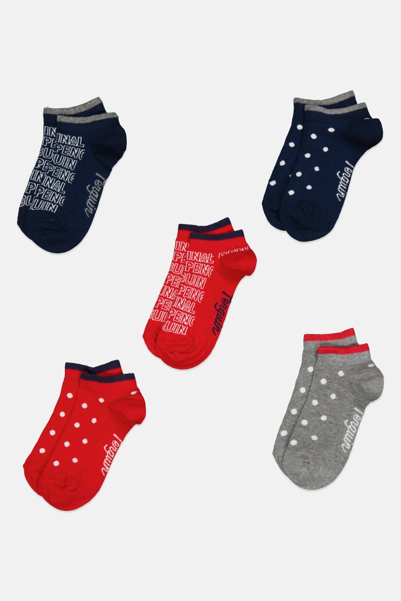 Original Penguin Kids Girl 5 Pairs Graphic Print Socks, Multicolor - Image 3