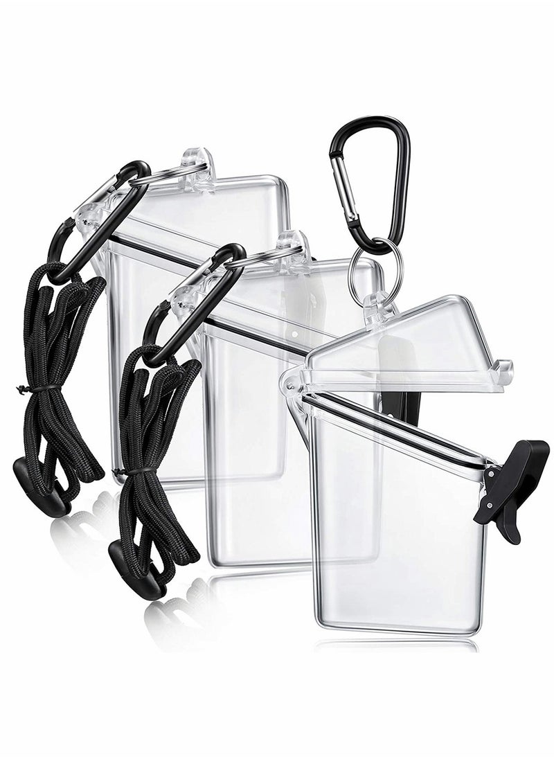 Excefore - Waterproof ID Card Badge Holder Case,3 Pack Floating Sports Case Vertical Badge Holders with Lanyard and Keychain for Cards, Coin and Money - Image 1