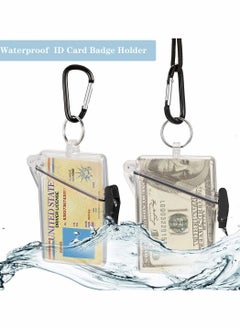 Excefore Waterproof ID Card Badge Holder Case,3 Pack Floating Sports Case Vertical Badge Holders with Lanyard and Keychain for Cards, Coin and Money  - Image 2