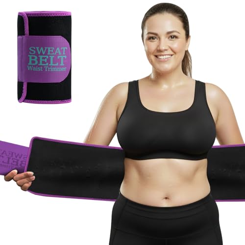MORECOO Waist Trainer for Women Lower Belly Fat, Waist Sweat Band for Women, Belly Band Sweat Belt, Body Shaper, Stomach Wrap Purple - Image 1