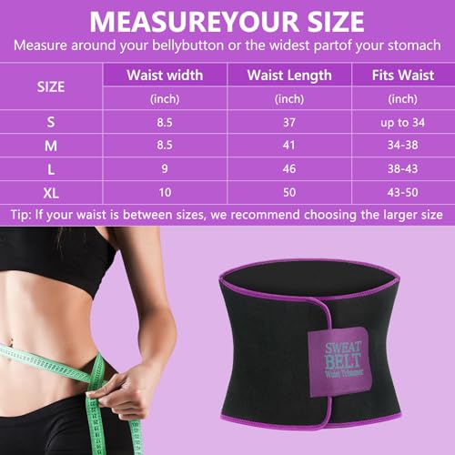 MORECOO Waist Trainer for Women Lower Belly Fat, Waist Sweat Band for Women, Belly Band Sweat Belt, Body Shaper, Stomach Wrap Purple - Image 2