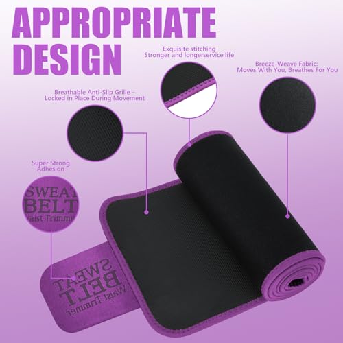MORECOO Waist Trainer for Women Lower Belly Fat, Waist Sweat Band for Women, Belly Band Sweat Belt, Body Shaper, Stomach Wrap Purple - Image 5
