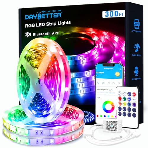 DAYBETTER Smart RGB Led Strip Lights, 300ft Led Lights for Bedroom with App Control, Multicolor Changing Led Light Strips Apply for Home Decor, Living Room, Kitchen, Home Party Decoration - Image 1