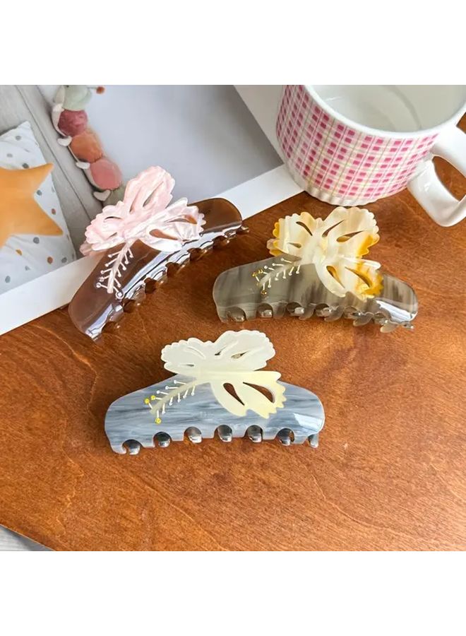 Large 4 25 Inch Yellow Flower Marble Hair Clip For Back Of Head - Image 1