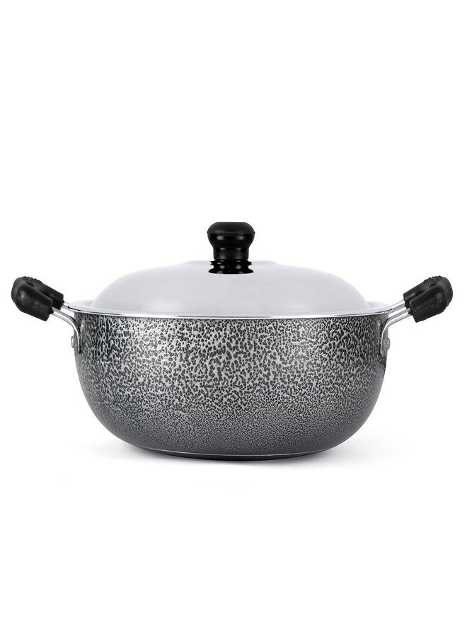 Anjali Aluminium Non-Stick Kadhai Diamond Series with Stainless Steel Lid, 3.25 Litre, Black - Image 3