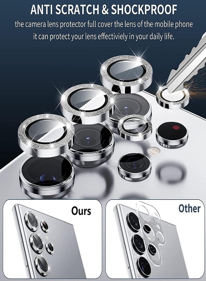 Guppy Glitter Camera Lens Protector for Samsung Galaxy S23 Ultra, Aluminum Alloy Ring Tempered Glass Lens Protector Anti Scratch Decorative Camera Cover Fits for Galaxy S23 Ultra Glitter Gold - Image 3