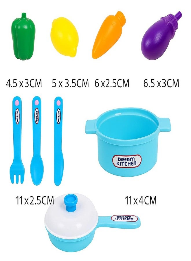 WISHKEY Kitchen Cooking Pretend Play Set for Little Chef's with Accessories, Cookware, Utensils & Cute Multi-Purpose Portable Suitcase for Kids 3 Years & Above (Blue) - Image 4