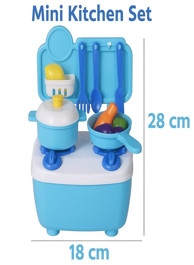WISHKEY Kitchen Cooking Pretend Play Set for Little Chef's with Accessories, Cookware, Utensils & Cute Multi-Purpose Portable Suitcase for Kids 3 Years & Above (Blue) - Image 2