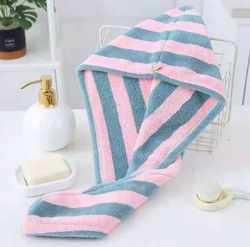 Microfiber Hair Drying Towel for Women Girls and Women, Quick-Dry Hair Cap, Turban Head Cap Shower Accessories - Image 1