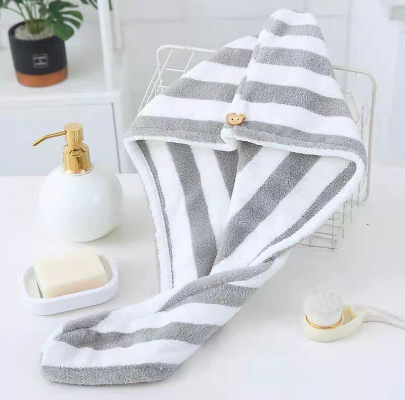 Microfiber Hair Drying Towel for Women Girls and Women, Quick-Dry Hair Cap, Turban Head Cap Shower Accessories - Image 2