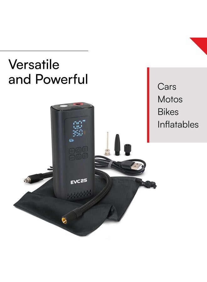 Viair Every Vehicle Carry EVC25 - Rechargeable, Portable Air Compressor - LED Tire Pressure Gauge & Auto Shut-Off Tire Inflator - Ideal For Car Emergency Kits, Bikes, Motorcycles & Inflatables - Image 2