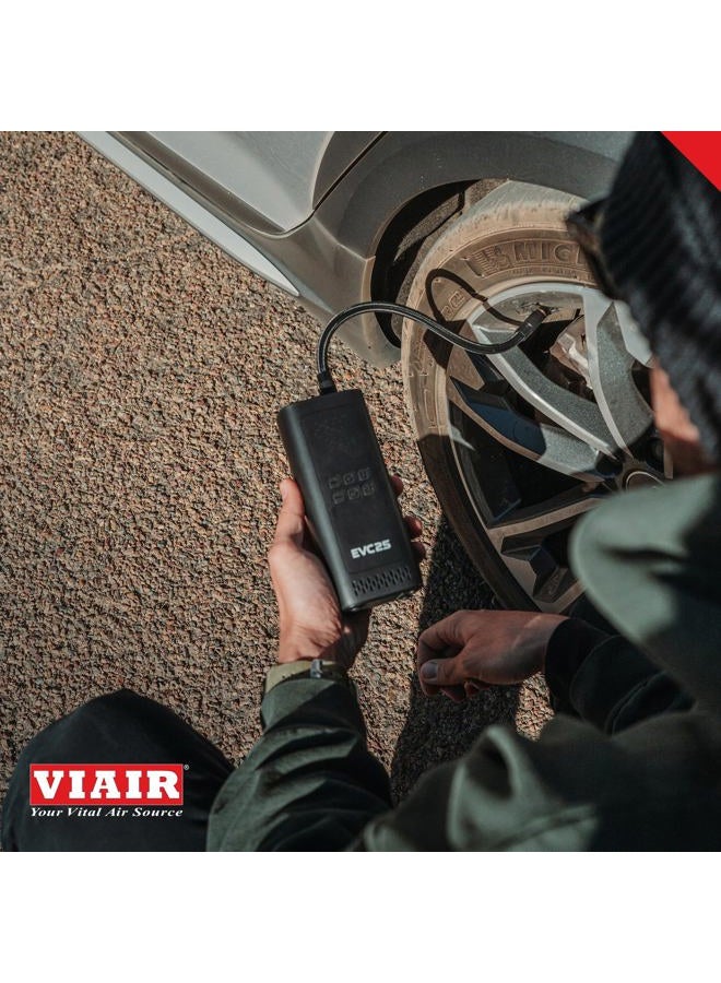 Viair Every Vehicle Carry EVC25 - Rechargeable, Portable Air Compressor - LED Tire Pressure Gauge & Auto Shut-Off Tire Inflator - Ideal For Car Emergency Kits, Bikes, Motorcycles & Inflatables - Image 3
