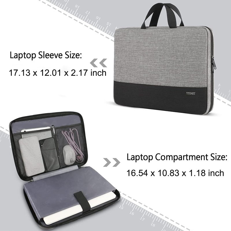 Ytonet Laptop Sleeve Case 17 17.3 Inch, Slim Water Resistant TSA Laptop Cover with Handle Protective Computer Carrying Case Compatible with HP Dell Lenovo Asus Notebooks, Grey - Image 3