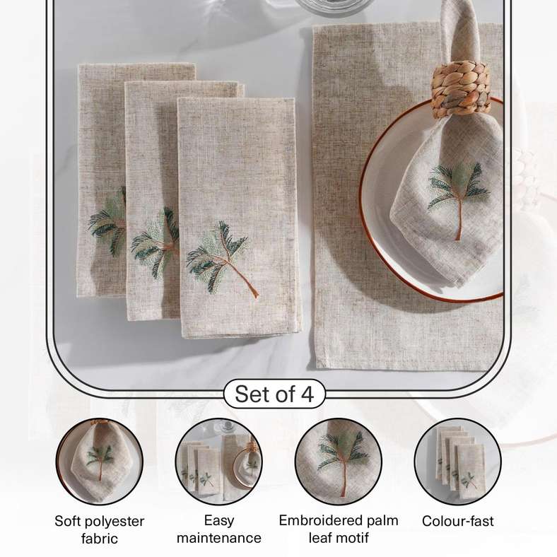 Pan Home طقم مناديل مطرزة من واحة لتناول الطعام - Image 4