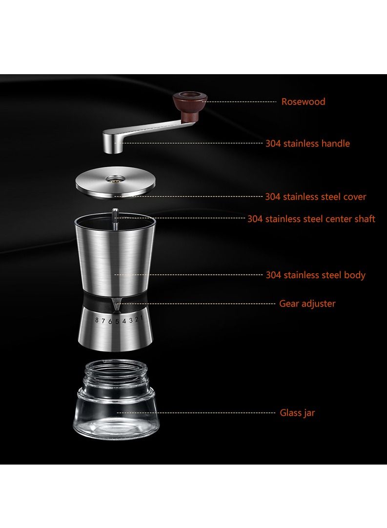 Home Portable Manual Coffee Grinder Hand Coffee Mill with Ceramic Burrs 6 Adjustable Settings Portable Hand Crank Tools  - Image 4