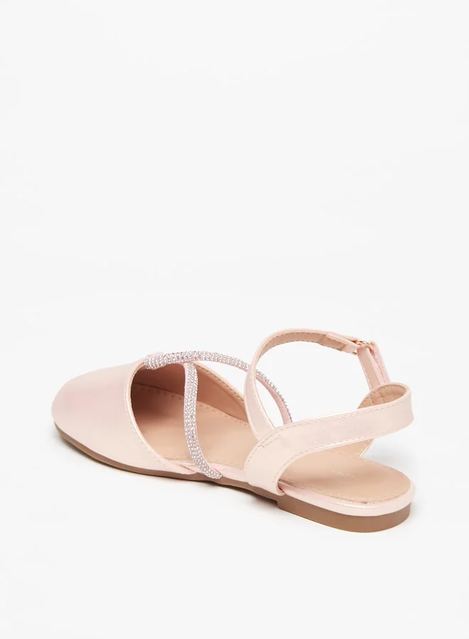 Flora Bella By Shoexpress Girl's Embellished Ballerinas With Hook And Loop Closure