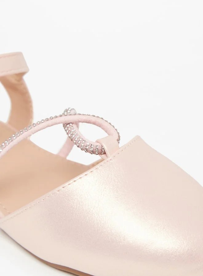 Flora Bella By Shoexpress Girl's Embellished Ballerinas With Hook And Loop Closure
