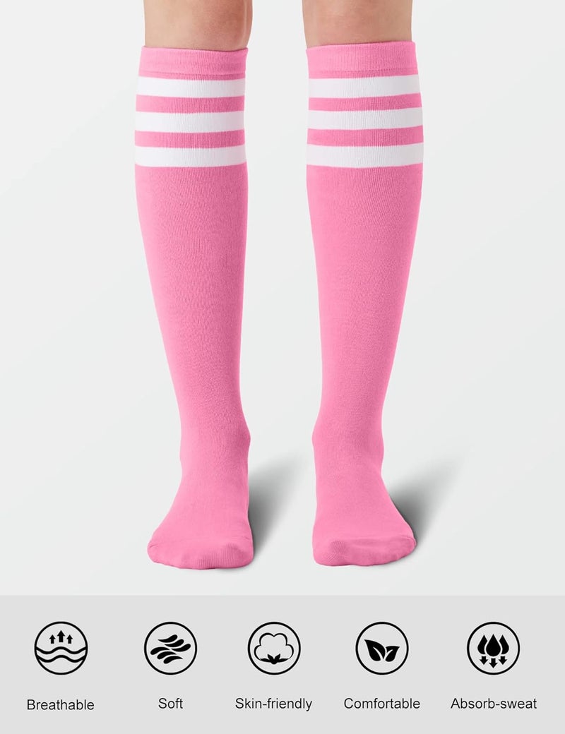 JOULLI Women's Knee High Athletic Socks Stripe Tube Outdoor Sport Socks 1-3 Pairs - Image 2