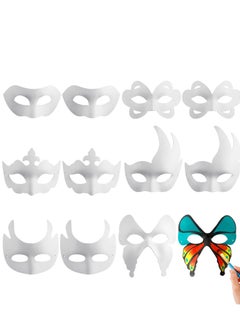 Masquerade Mask White Masks, 12PCS DIY Unpainted Masks Plain Half Face