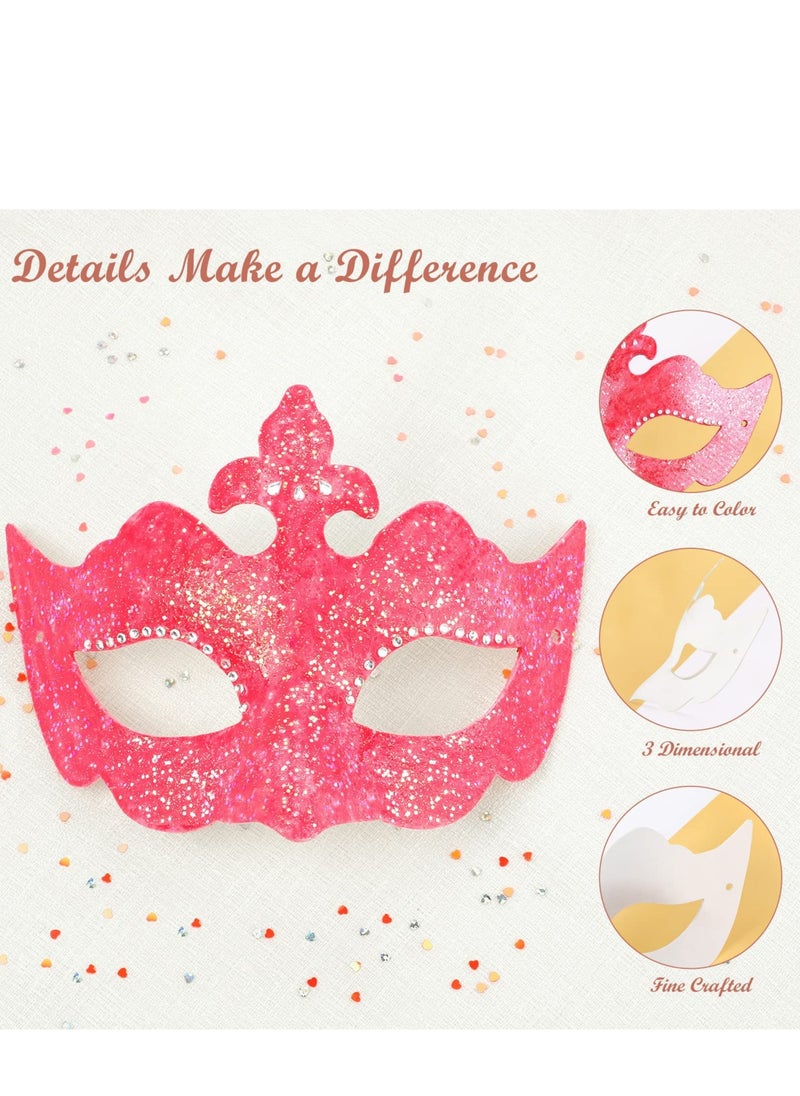 Excefore - Masquerade Mask White Masks, 12PCS DIY Unpainted Masks Plain Half Face - Image 1