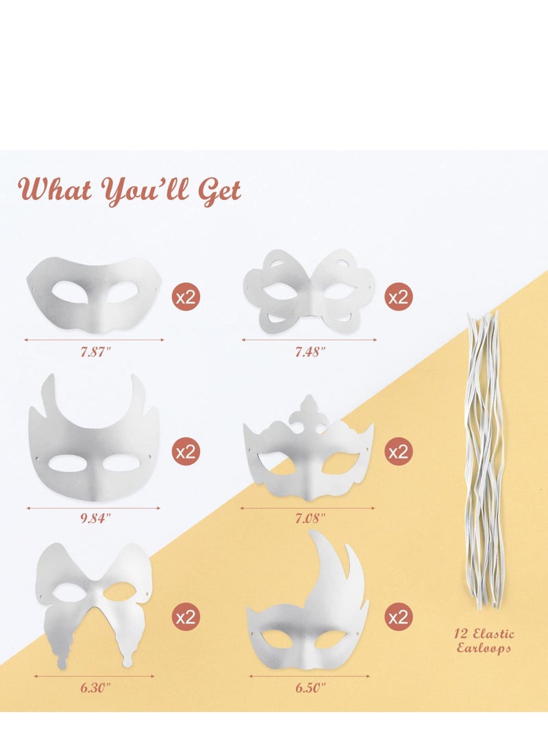 Excefore - Masquerade Mask White Masks, 12PCS DIY Unpainted Masks Plain Half Face - Image 1