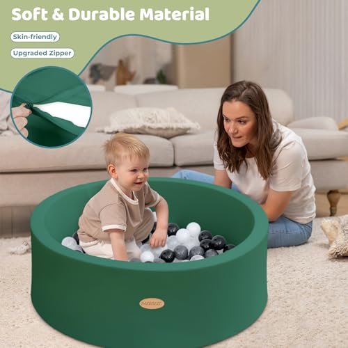 HARBOLLE Baby Ball Pit 354 Soft Round Memory Foam Ball Pits NOT Included Balls Indoor Outdoor Playpen for Babies Toddlers Kids Great Gift for Girls Boys Dark Green - Image 5