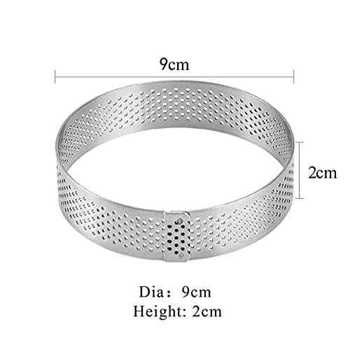 Uyauld Stainless Steel Tart Ring, 9CM Heat-Resistant Perforated Cake Mousse Ring, French Pastry Baking Mold Round Shape (6 Round 3.5 inch) - Image 2