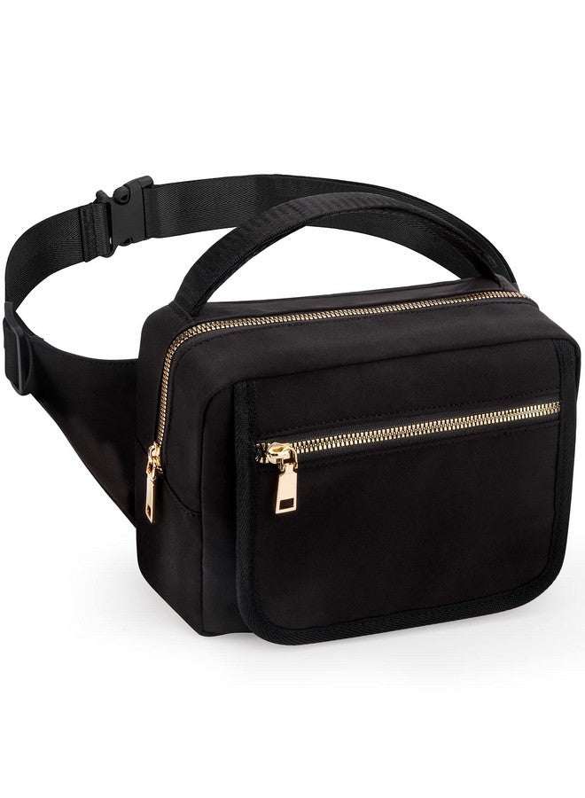 printe Small Diaper Bag with Portable Changing Pad, Crossbody Women Waist Bag with Wipes Pocket for Travel, Stroller Funny Pack, Black - Image 1