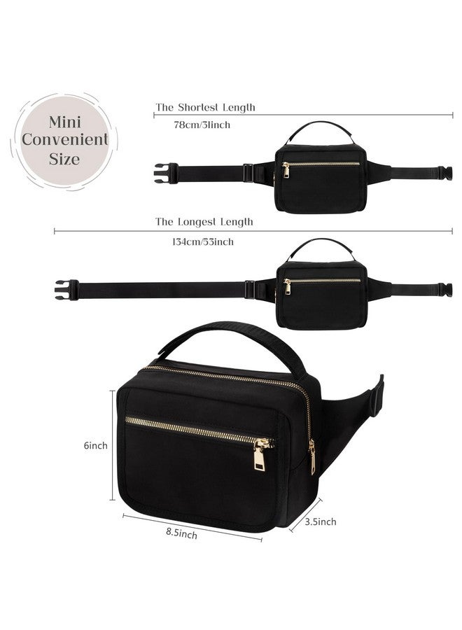 printe Small Diaper Bag with Portable Changing Pad, Crossbody Women Waist Bag with Wipes Pocket for Travel, Stroller Funny Pack, Black - Image 4
