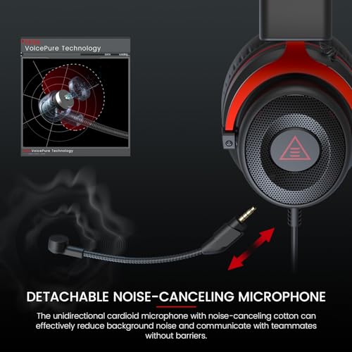 EKSA E900 Gaming Headset with Microphone - PC Headset with Detachable Noise Canceling Mic, 3D Surround Sound, Wired Headphone for PS4, PS5, Xbox, Computer, Laptop, Switch, Handheld (3.5MM Jack) - Image 4
