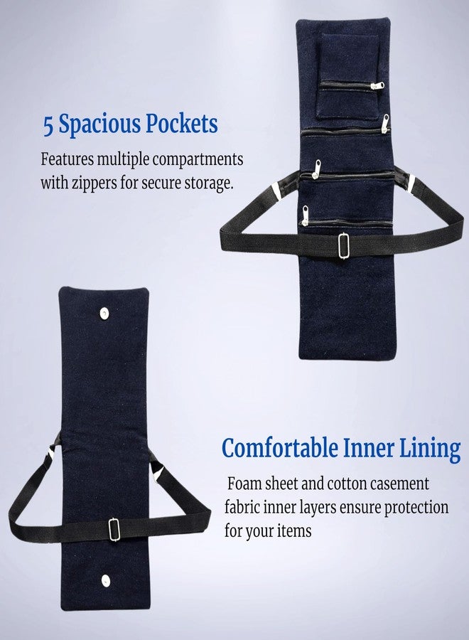 alemah Women's Multi-Pocket Cotton Denim Cross-body/Side Sling Bag with Adjustable Shoulder Strap. (Dark Blue) - Image 5