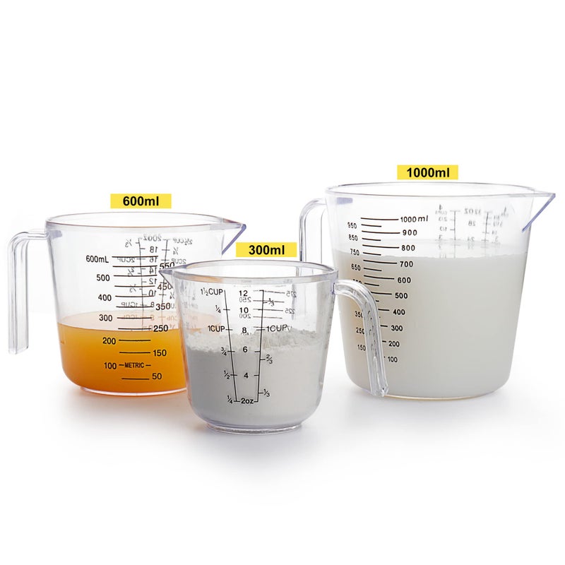 BINGBING Measuring Cups Set, Liquid Measuring Cups For 3 For Kitchen - BPA Free Plastic Set with Spout Multiple Measurement Scales (Clear) - Image 3